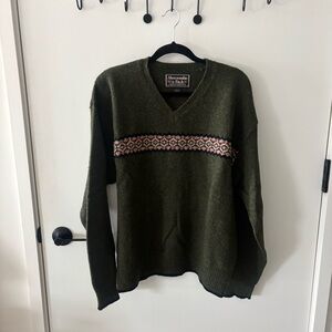 Vintage Abercrombie & Fitch Wool Sweater Green Patterned Made Hong Kong Size L